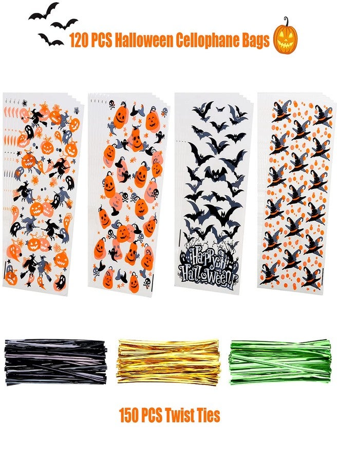 STEFORD Halloween Cellophane Bags,180 PCS Halloween Clear Cellophane Candy Gift Treat Bags for Party Favors Supplies - Image 2